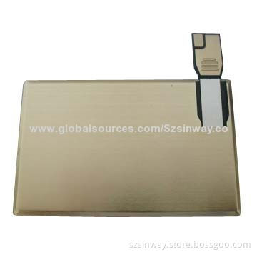 Gold Metal Card USB Disk with 2-32GB, Promotional Gift